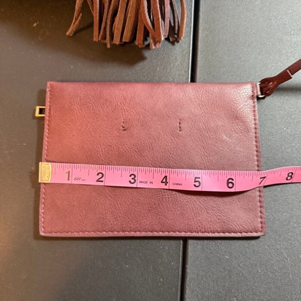Anthropologie Wine Red Tassel Acrylic Handle Purse With Wallet Small Medium - Picture 10 of 15